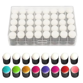 40Pcs Finger Sponge Daubers Set with Storage Box, Strong Absorbent Head Design Multifunctional Little Foam Daubers for Blending Inks and Pigment Art Creation DIY Handmade Chalk Card Making