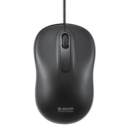 Elecom M-HC01URBK Wired Mouse, Medium Size, 3 Buttons, Optical, Black