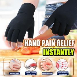 2 Pairs Arthritis Gloves, Compression Gloves for Women Men, Relieve Arthritis, Rheumatoid, Osteoarthritis, Carpal Tunnel Pain, Anti-Slip Fingerless Gloves for Hand Support (Pink+Pure Black,M)