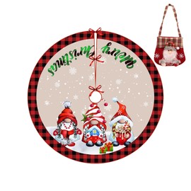 36 Inch Christmas Tree Skirt Red Buffalo Plaid Xmas Tree Skirts Mat Rustic with Snowflake Design for Christmas Tree Xmas Holiday Party Decorations Indoor Outdoor