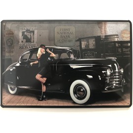Tin Sign 20 x 30 cm Curved Sexy Vintage Car Garage Car Pin Up Sayings Decorative Gift Sign