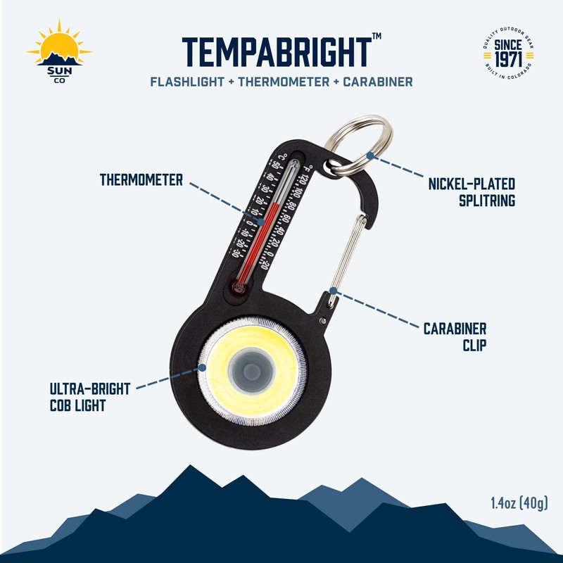 Sun Company TempaBright - Carabiner with Thermometer and Ultra Bright