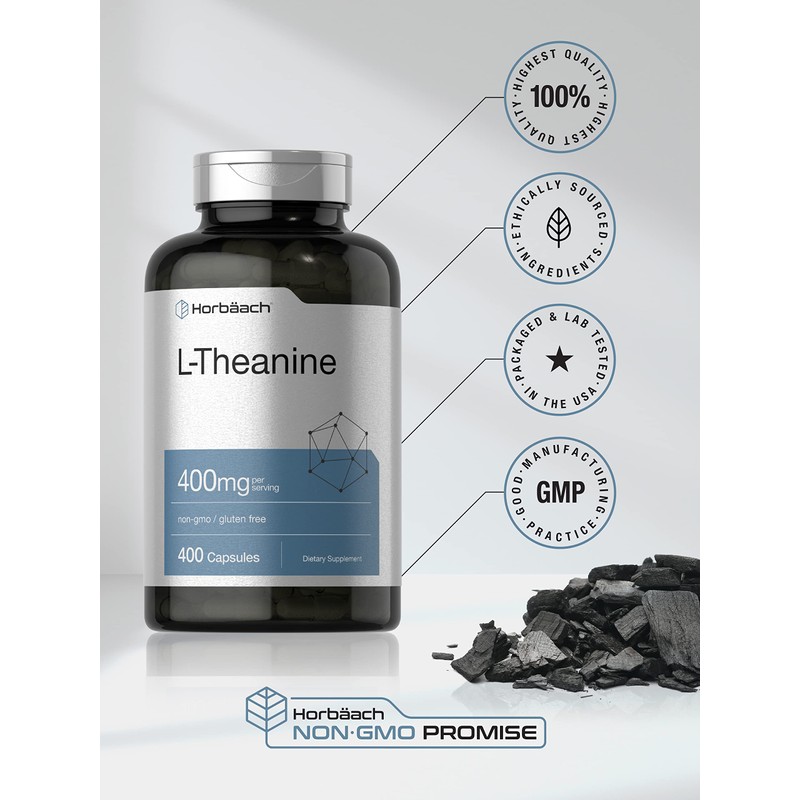 Horbäach L-Theanine 400mg | 400 Capsules | High Potency Supplement