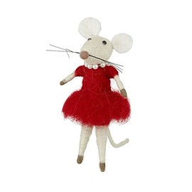 Heaven Sends Wool Mouse in Dress Christmas Decoration