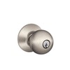 SCHLAGE F51A ORB 619 Orbit Knob Keyed Entry Lock, Satin