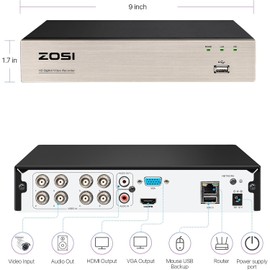 ZOSI H.265+ 8CH 3K Lite Hybrid 4-in-1 Analog/AHD/TVI/CVI Surveillance Video Recorders CCTV DVR System for 720P, 1080P Security Cameras, No HDD