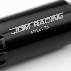DNA MOTORING LN-ZTL-9023-125-BK 16Pcs M12 x 1.25 Open End 20mm OD/ 60mm Height Aluminum Alloy Lug Nuts + 4Pcs Lock Nut + 1Pc Key, Black