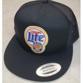 Yupoong Miller Lite Beer Patch Trucker Hat / YP Classics 6006 Black/Black