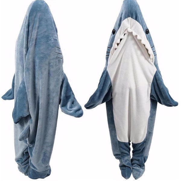 DDMY DDMY Shark Blanket, M Flannel Cozy Shark Blanket Hoodie