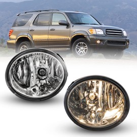 ROXX Fog Light Set for 2001-2007 Toyota Sequoia, 2000-2006 Toyota Tundra w/Bulbs + Wiring Kit + Switch, Driving Fog Light Assembly (Clear Lens)