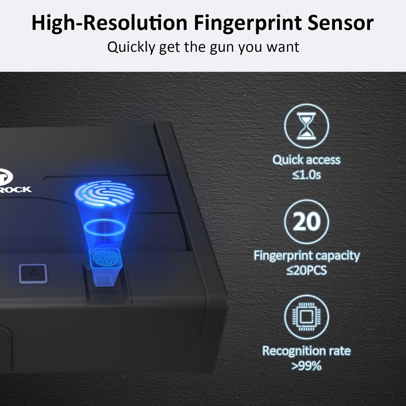 [ 20% Larger capacity ] Biometric gun safe with fingerprint