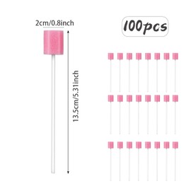 100Pcs Mouth Sponges on Stick for Hydration, Disposable Oral Care Sponge Swabs, Mouth Swabs for End of Life Care, Professional Oral Care Tool, Cleaning Tools with Gentle Sponge Tips (Pink)