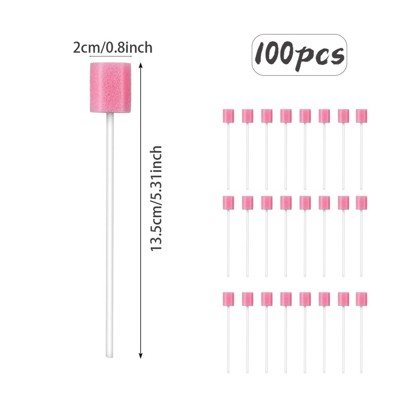 100Pcs Mouth Sponges on Stick for Hydration, Disposable Oral Care
