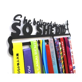 Medal Hangers for Runners, Female Running Medal Awards Holder, Sporting Medal Rack Display, Best Gifts for Girls Women Honors, She Believed She Could,So She Did,Black