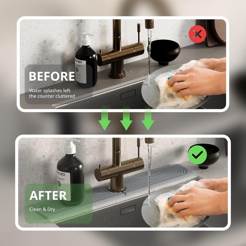 23.9 Inch Diatomite Faucet Mat for Kitchen & Bathroom Sink