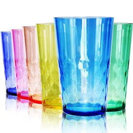 SCANDINOVIA - 19 Oz Unbreakable Cups - Vibrant Acrylic Tumblers, Shatterproof, Reusable & Dishwasher Safe, Smooth Rims, BPA-Free, Indoor & Outdoor Use, Plastic Cocktail Glasses - Set of 6-19 Oz