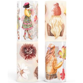 Fall Washi Tape Set - Autumn Washi Tape for Journaling with PET Tape - Now PRE-Cut - Fall Stickers for Junk Journals, Planners, or Crafting - Giftable Fall Scrapbooking Supplies - 4 Rolls