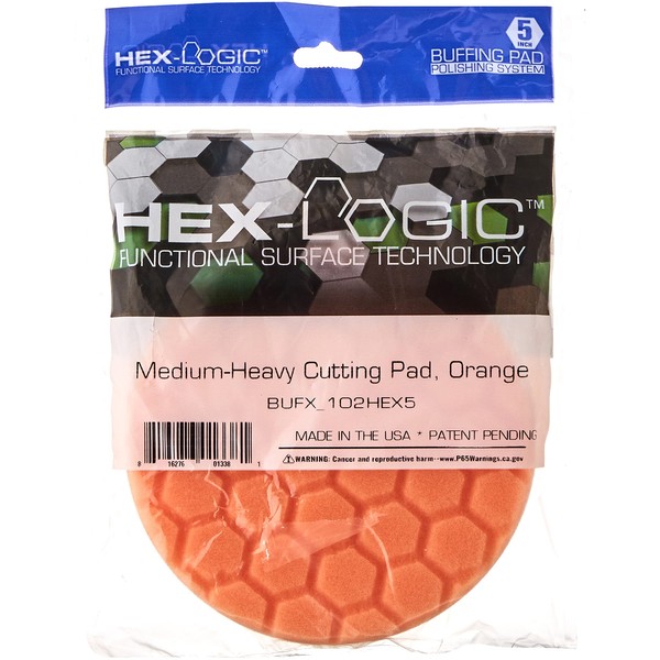 Chemical Guys Chemical Guys BUFX_102_HEX5 Hex-Logic Medium-Heavy Cutting Pad, Orange,