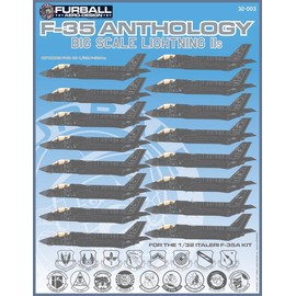 FUR32003 1:32 Furball Aero Design F-35A Lightning II Anthology "Big Scale Lightning II's" [WATERSLIDE DECAL SHEET]