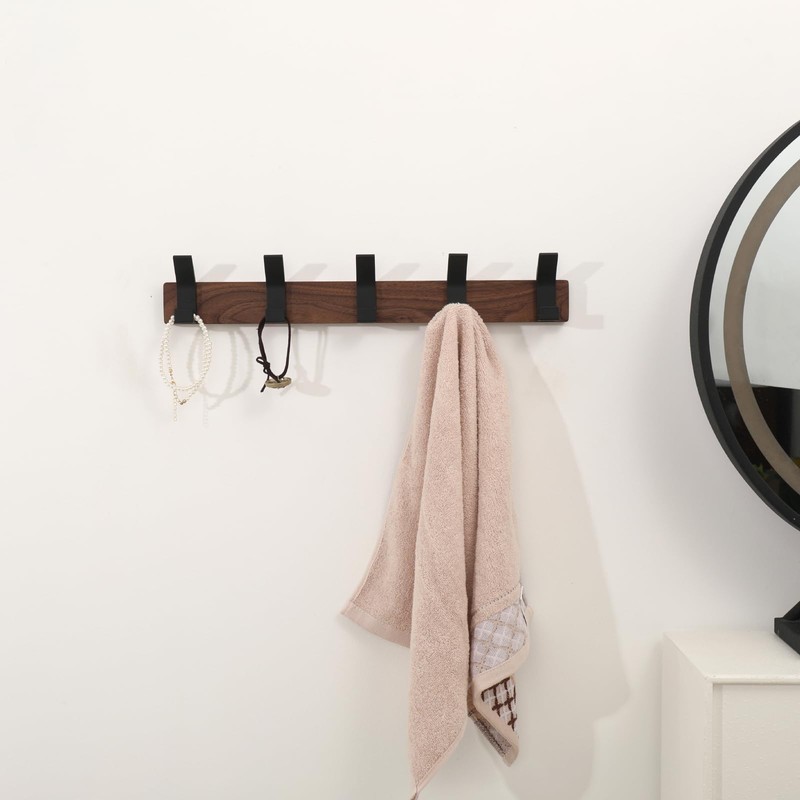 Jadorn Coat Rack Wall Mount - 15.7 Inches Walnut Wood