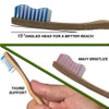 Terra Futura Bamboo Toothbrush 4 Pack, Ergonomic Toothbrush. Eco Friendly,