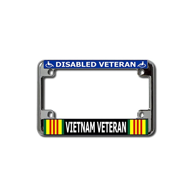 Disabled Vietnam Veteran Chrome Motorcycle License Plate Frame