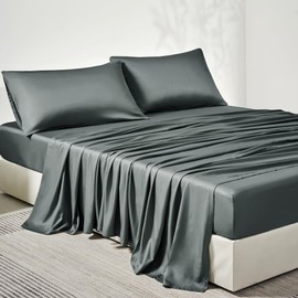 JELLYMONI King Sheet Set, Luxury Rayon Derived from Bamboo, Cooling Bed Sheet Set - Ultra Soft, Breathable, Eco-Friendly, Hypoallergenic - 4 Piece Sheets & Pillowcases, Dark Gray