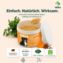 Vetura Probiotic Mix for Dogs - 2 x 200 g Economy Pack - Probiotic Powder - To Support Building Healthy Intestinal Flora - With Bacillus velezensis without Histamine Formation - Made in Germany