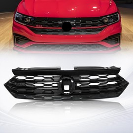 YLT AUTO Front Bumper Cover Upper Grille Replacement Shroud Gloss Black Front Air Intake for 2019 2020 2021 Volkswagen VW Jetta MK7