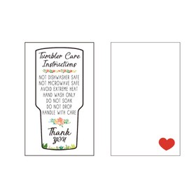 50 Tumbler Care cards, Tumbler Care Instructions, Tumbler care and cleaning cards, cup care instructions