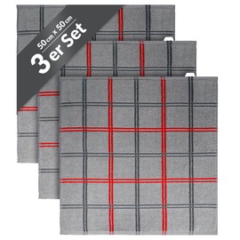 Lashuma Lyon Drying Towel Kitchen Set of 3 50 x 50 cm Hand Towels Small Stone Grey