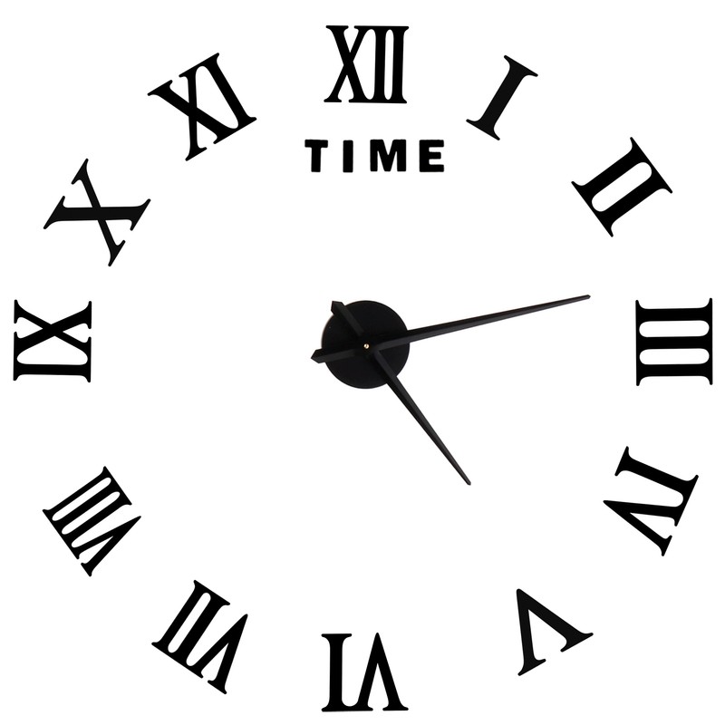 DIY Wall Clock Roman Numerals Frameless Mirror Surface Wall Clock