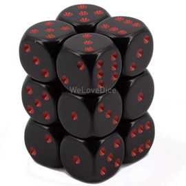Chessex DND Dice Set D&D Dice-16mm Opaque Black and Red Plastic Polyhedral Dice Set-Dungeons and Dragons Dice Includes 12 Dice – D6 (CHX25618)