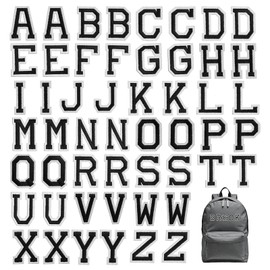 Pack of 52 Letter Patches, Black A-Z Letters Patches for Iron-on, Textile Patches for Repairing Holes in Clothing, Small Embroidered Sewing Patches for Men, Women, Clothing, Hats, Backpacks