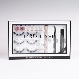 Pro Lash SoftWear Mini Lash Clusters Kit - Seamless, Lightweight Lashes - 7-Day Cluster Eyelash Extensions - False Eyelashes Plus Adhesive and Tweezers - Volume Luxe XL No. 12 Black