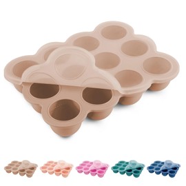 Bandeja congeladora de alimentos para bebés con tapa de clip, 12 contenedores de almacenamiento de alimentos para bebés de 1.5 onzas, moldes de silicona para congeladores para purés de frutas y