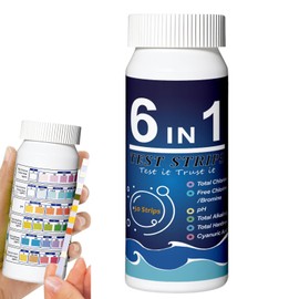Pool Test Strips - Saltwater Tester,6-in-1 Accurate Water Test Strips for Pool, Saltwater, Pond, Fountain, Hot Tub, Freshwater, Home