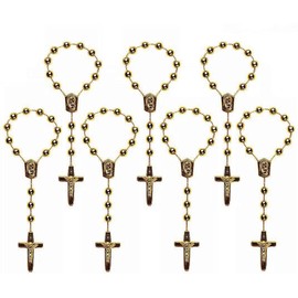 24 Pieces Baptism Rosary Acrylic Rosary Beads Mini Rosaries with Angel for The First Communion Baptism Party Favors (Gold)