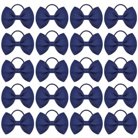 20 Pieces Navy Blue Hair Bobbles with Bow Kids Hair Ties Girls Hair Accessories Elastic Hair Bobbles Hair Accessories School Hair Accessories