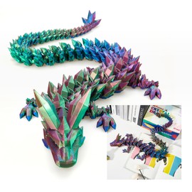 24 ”Large 3D Dragon,Flexible Articulated Dragon,Crystal Dragon Toy,3D Printed Gift for Festival,Home Decoration, Executive Desk Decorations (Blue Green Purple)
