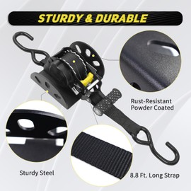 DEWHONETE Retractable Ratchet Strap Compatible with 2022-2025 Ford Maverick, Truck Bed Luggage Cargo Auto Retracting Ratchet Tie Down Straps Accessories 2Pcs