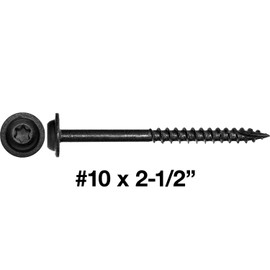 #10 x 2-1/2" Round Washer Head Truss Head Screw. Torx/Star Drive Head Wood Screws. Multipurpose Cabinet, Furniture, Siding and Trim and General Construction - 1 Pound ~72 Screws