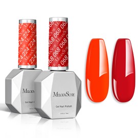 MelodySusie Thick Gel Nail Polish Set- 2 Pcs 15ML Neon Orange & Red Gel Polish Set Soak Off UV LED Christmas Gift for Women Nail Art Manicure Salon DIY Nail Design Decoration at Home