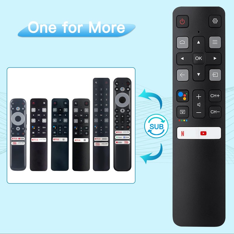 Replacement TCL Remote RC802V for TCL Android TV 4K Smart