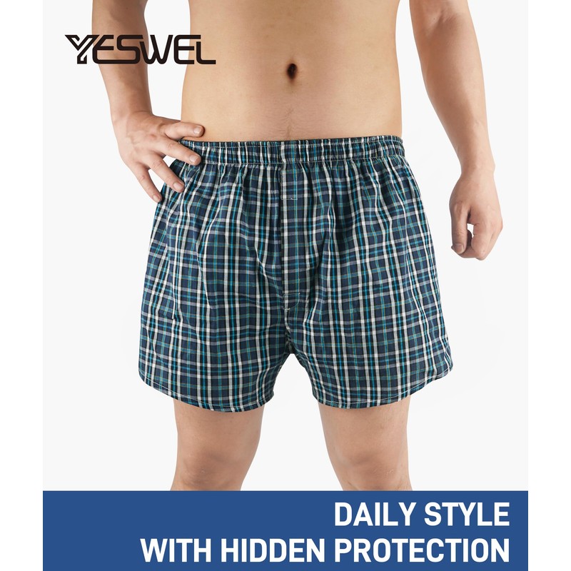 YESWEL Men's Incontinence Underwear Washable Reusable Boxer Briefs with Front