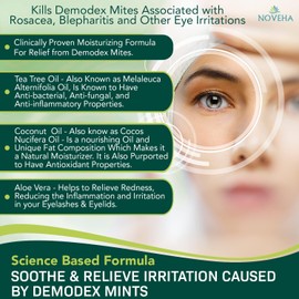 NOVEHA Demodex Eyelid & Lash Wipes | Box of 60 Individually Wrapped Extra Strength Cleansing Eyelash Wipes - Battles Irritated Eyes - Naturally Remove Debris (Pack of 3)