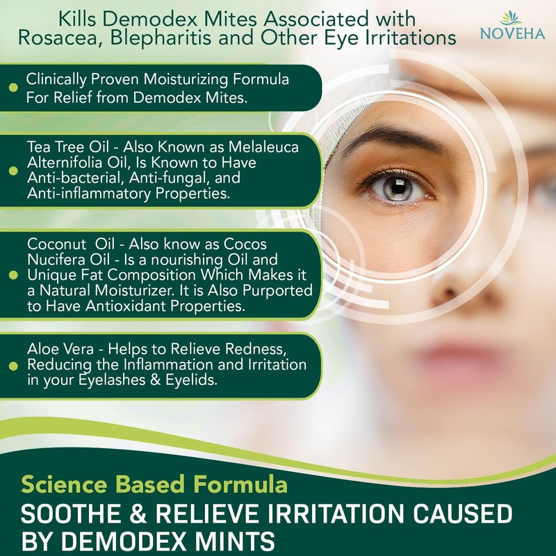 NOVEHA Demodex Eyelid & Lash Wipes | Box of 60