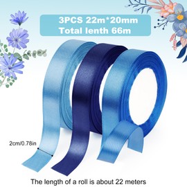 winbest Gift Ribbon Blue, 66 m Gift Ribbon Blue Wide, 20 mm Bow Ribbon Blue, Satin Ribbon Navy Blue, Decoration Gift Ribbon for Dress Wedding and Birthday Gifts