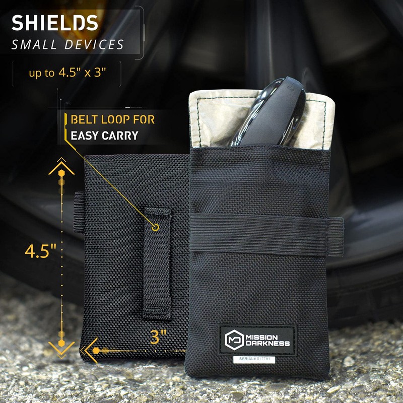 Mission Darkness Faraday Bag for Keyfobs (2-Pack) // RF Shielding