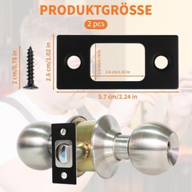 2 Pack Latch Strike Plate Door Strike Plate 1" x 2-1/4" 1-5/8" Black Strike Plate Round Corner Door Back Plate with 4 Screws Door Strike Plate for Door Lock Replacement Parts